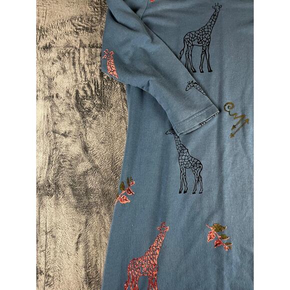 Vintage Copacabana Giraffe Print Dress Size Large Blue Gray Maxi Made in USA - Picture 6 of 9